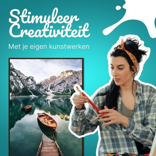 Rubye® Peinture par Numéros pour Adultes – Lac et Montagnes – Pinceaux Inclus – Toile de Peinture sur Toile – Coloriage par Numéro – 40x50cm