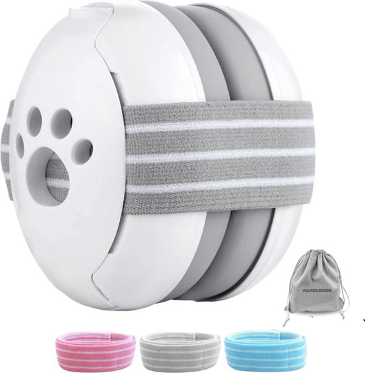 Vulpes Goods® BabyCare - Hearing Protection Kids PRO - Protège-oreilles certifié pour bébé - Convient aux bébés et aux jeunes enfants jusqu'à 36 mois - Réduction du bruit de 25 dB pour une protection auditive maximale - 3 bandeaux et un sac de transport i