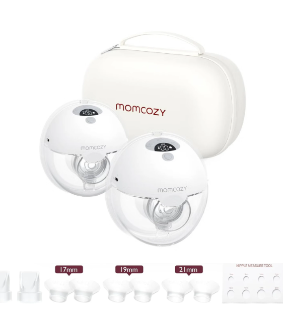 Momcozy M5 : tire-lait portable mains libres, lot de 2 - Gris - 3 modes et 9 niveaux d'aspiration