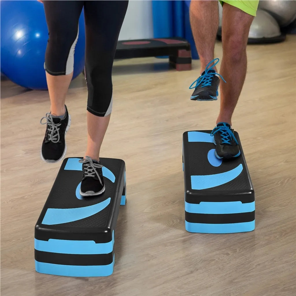 Yaheetech Aerobic Step - Stepboard réglable - Stepper de fitness - 3 hauteurs - Antidérapant - Bleu