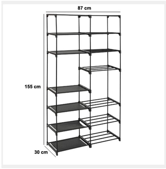 Étagère à chaussures modulaire à 8 étages pour 32 paires Five® - Noir - Facile à monter