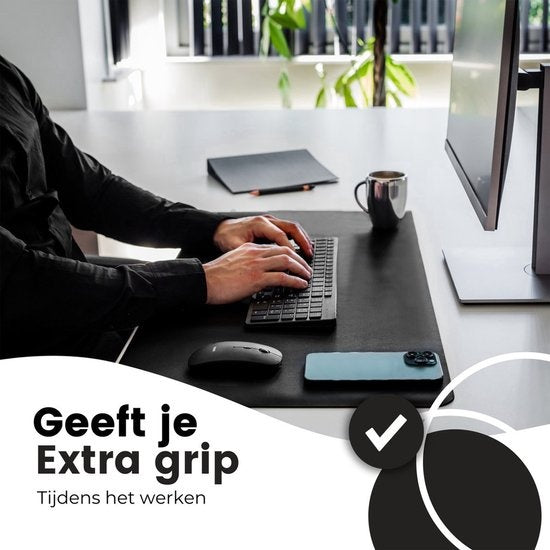 Sous main - WURK Tapis de bureau professionnel en cuir synthétique - Organisateur de bureau - Accessoires de bureau - Tapis de souris XXL- Inclut un clip pour câble - 80x40 - Noir