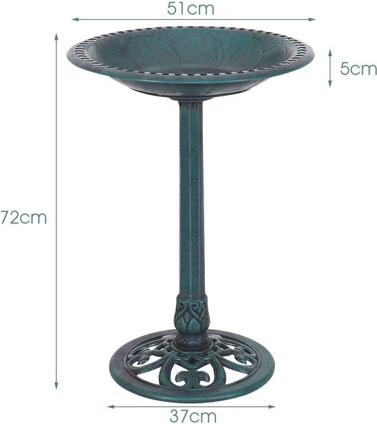 Coast Mangeoire/Bain d'oiseaux - Freestanding, Mangeoire d'oiseaux, Jardin/Terrasse - Ø 51 x 72 cm - PP avec résine - Vert