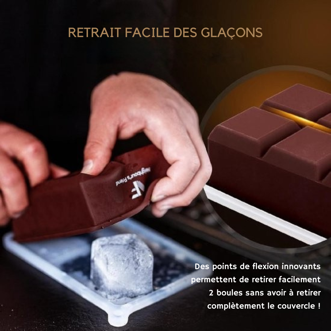 Moule à glaçons Neighbour's Friend - Pack de 2 moules XXL en silicone - Lavable au lave-vaisselle - Cubes 5 x 5 cm - Marron