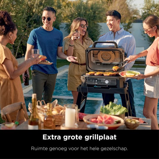 Ninja Woodfire Pro Connect XL - Barbecue électrique intelligent 7-en-1 et fumoir - Thermomètre de cuisson numérique inclus - Application Connect - OG901EU