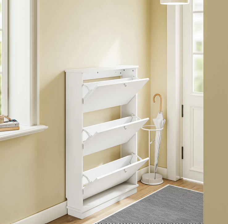 Armoire à chaussures SoBuy 76 x 18 x 113 cm - Blanche - Peut contenir 12 paires de chaussures