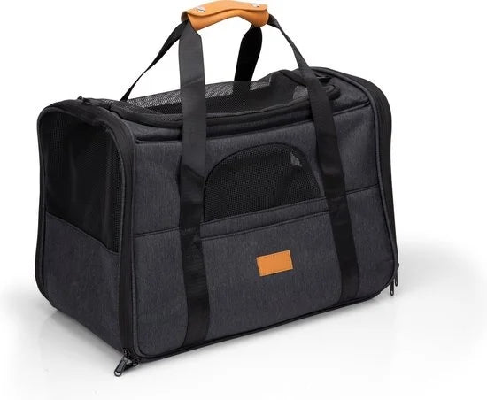 Sac de voyage Maxxpro pour chien/chat - avec bandoulière et poignée - 44 x 31 x 34 CM - comprend un plateau pliable pour la nourriture - jusqu'à 5 KG - gris