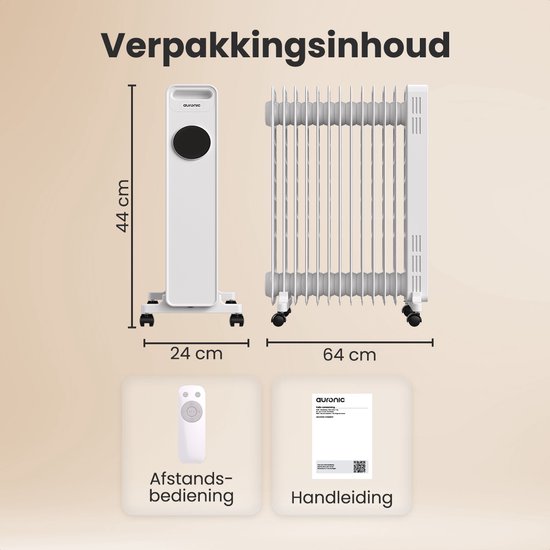 Auronic Olieradiator - Radiateur électrique - 2500W - Blanc