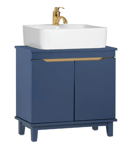 SoBuy Meuble bas pour évier avec 2 portes - 60x30x59 cm - Max 25KG - Bleu