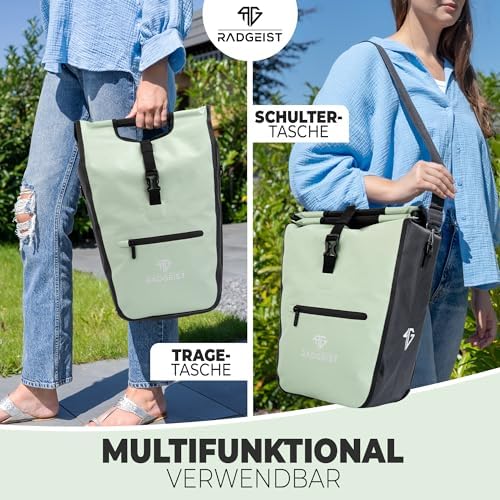 RADGEIST Sac de transport pour porte-vélos avec sac isotherme amovible et sac à provisions, 22-28 litres
