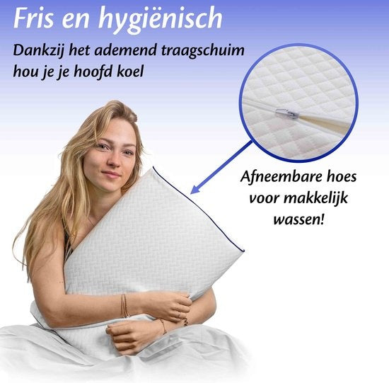 Ella® Oreiller orthopédique contre les douleurs cervicales - Oreiller ergonomique en mousse à mémoire de forme - 40x60cm