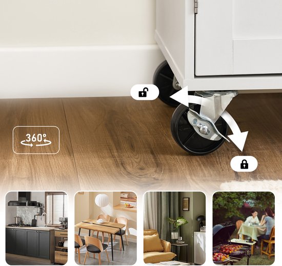 SoBuy îlot de cuisine mobile - chariot de cuisine - armoire de cuisine sur roulettes - pour salle à manger ou cuisine, blanc 99x40x85 cm FKW133-WN