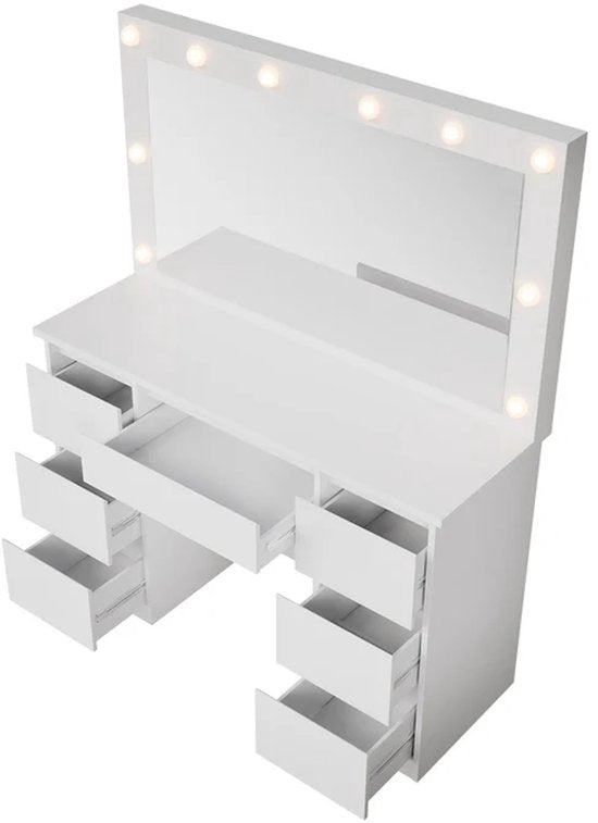 Lilia dressing table / Table de maquillage - Incl. LED et tiroirs - Blanc