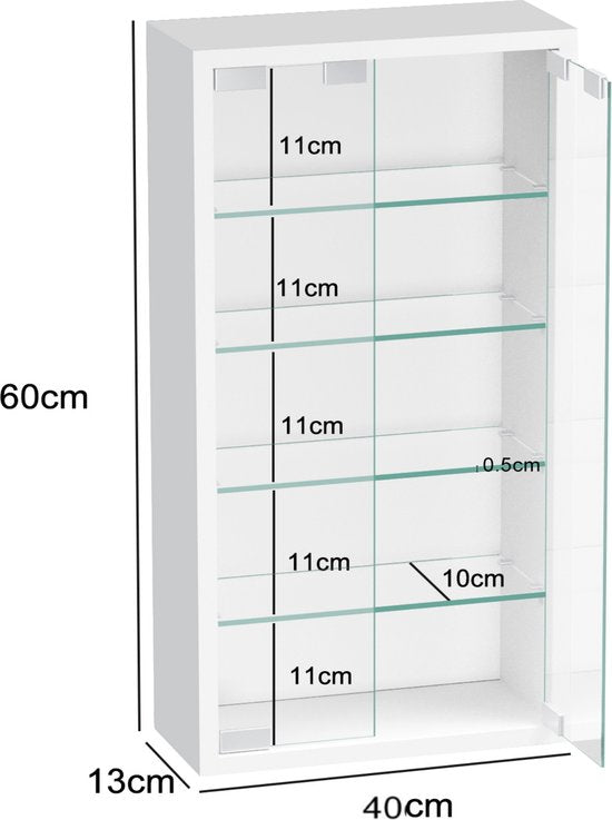 Vitrine debout vitrine murale suspendue - 40 x 60 x 12 cm