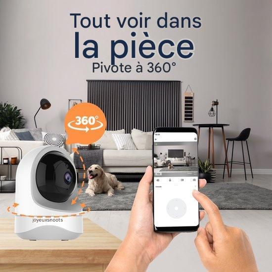 Caméra de surveillance pour animaux 360° ProTrue, 1080P avec application, Blanc