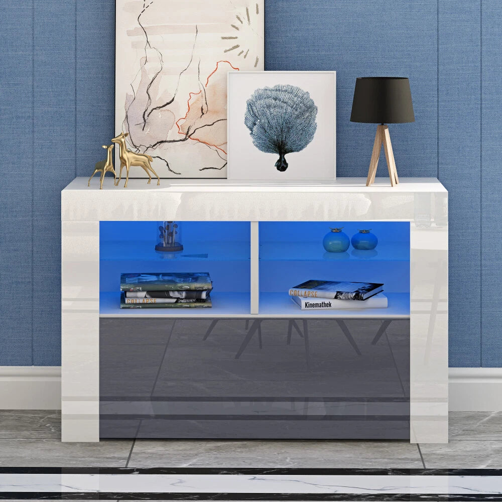 Meuble TV moderne 100 cm - Avec éclairage LED RGB - Noir