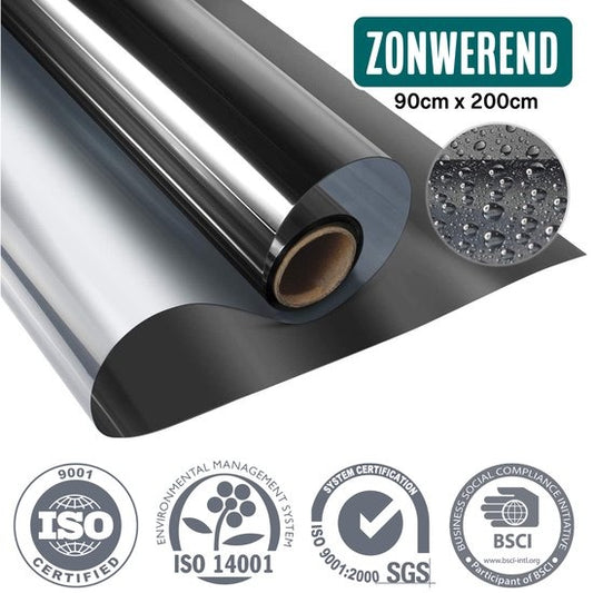Homewell Sunproof HR++ Film pour fenêtre 90x200cm - Film d'isolation statique avec effet miroir - Noir