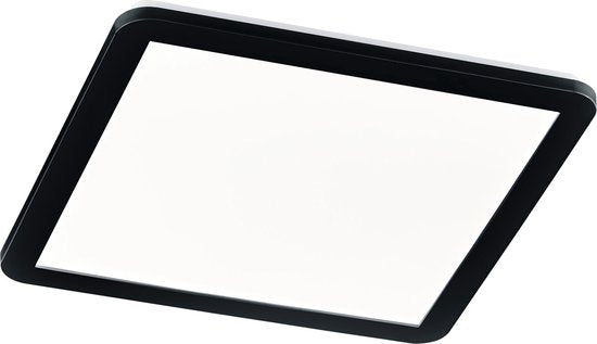 Trio leuchten - Plafonnier LED - 22W - Blanc chaud 3000K - Anti-éclaboussures IP44 - Dimmable - Carré - Noir - Plastique