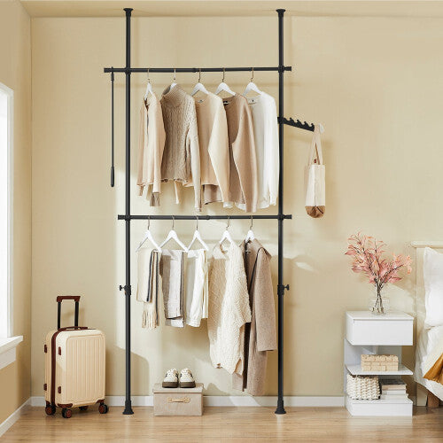 SoBuy Porte-manteau télescopique Armoire réglable Noir FRG109-II-SCH 75-126 x 200-295 cm