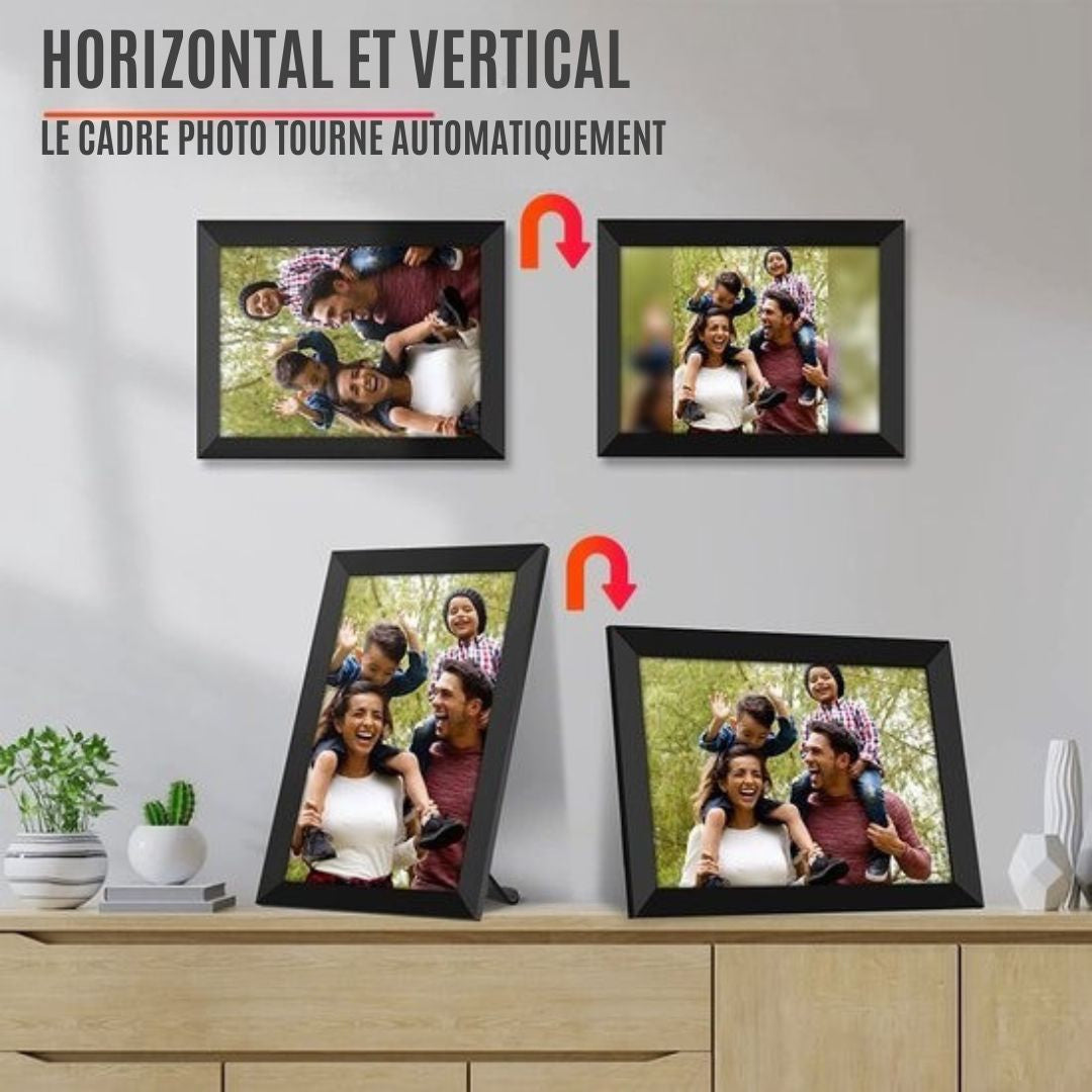 Cadre photo numérique - Strex - WiFi - Écran tactile de 10,1 pouces - Logiciel Frameo - noir