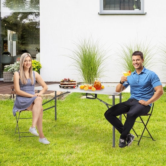 LifeGoods Table pliante - 60x120cm - Table de camping - Résistante aux intempéries - Table pliante - Blanche