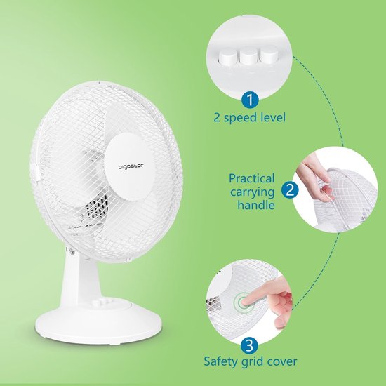 Aigostar Vicki 33JTN - Ventilateur de table - Blanc nacré