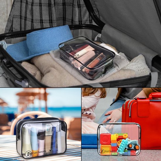 EverNeeds Trousse de toilette - Transparent - Femmes et hommes - Organisateur - 2 pièces