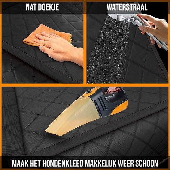 Strex Couverture pour chien Siège arrière et coffre de la voiture - 137 x 147 CM - Housse de protection - Tapis pour chien - Tapis de voiture Siège arrière - Laisse pour chien et sac de rangement inclus - NOIR