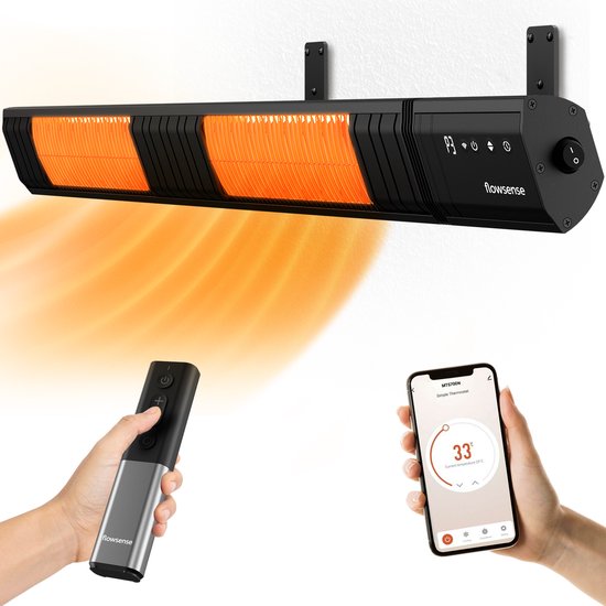 Flowsense Heater - Chauffage de terrasse 3000W - Pendentif électrique - Chauffage infrarouge - Pour espaces de 35m2 - Intérieur et extérieur - Télécommande incluse