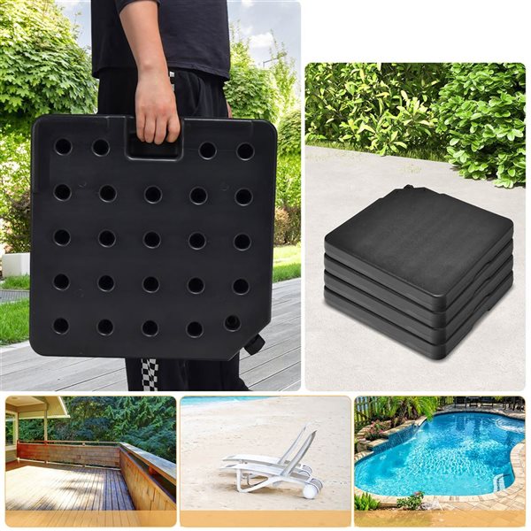Plaques Coast, Pour base de parasol, 12.9L, 4 pièces, 101.6 x 6.35 x 44.45 cm, Noir