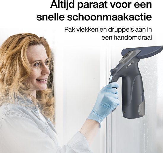 Essuie-vitre électrique CrystalClear - Lave-vitre rechargeable par USB - Lave-vitre avec réservoir amovible - Fonction spray - Inclus 2 chiffons en microfibre - Samako