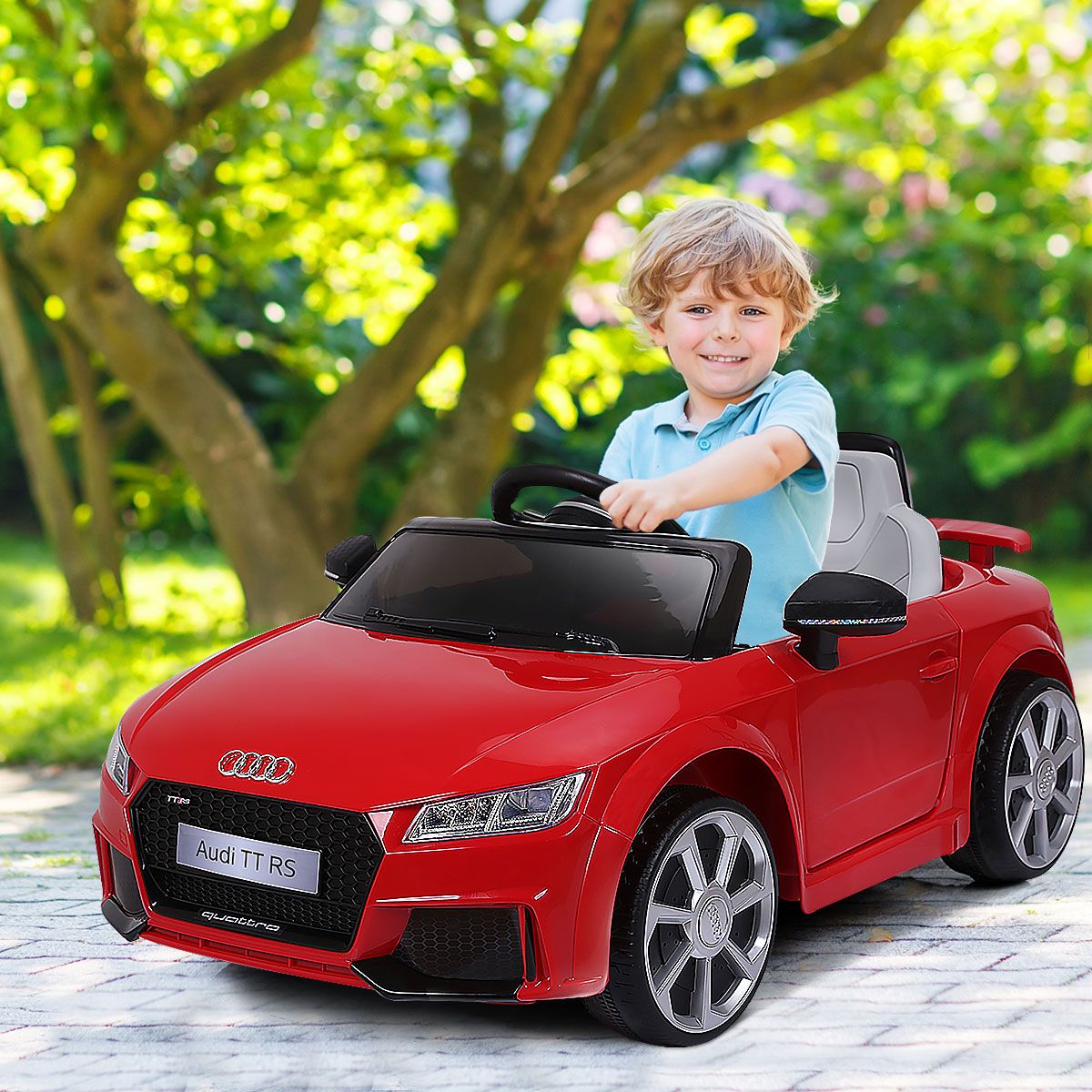 Voiture électrique pour enfants Coast - 2 moteurs - télécommande et musique - rouge 104 x 63,5 x 45,5 cm