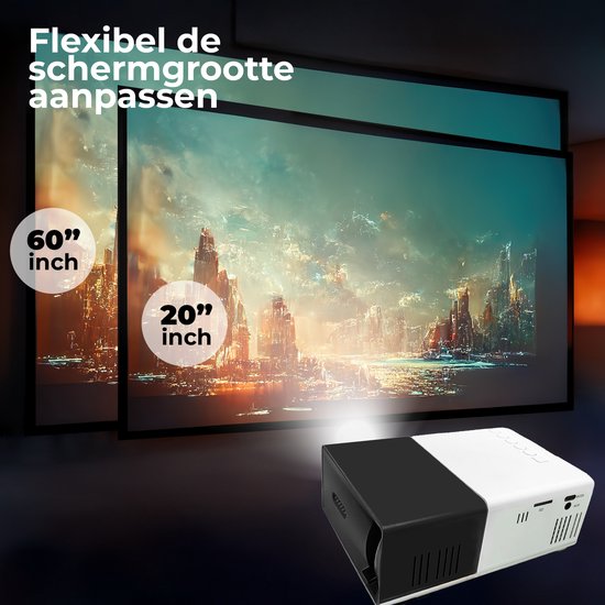 Denver Mini Beamer Full HD - Streaming depuis votre téléphone (USB-C) - Mini projecteur - Télécommande incluse - HDMI/AUX/USB-C - PR800
