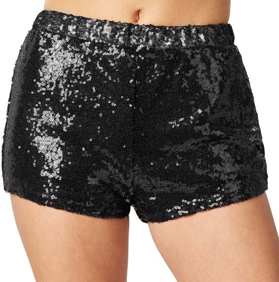 Dressforfun Short à paillettes noir M - déguisement costume halloween déguisement fête carnaval déguisement fête - 303897
