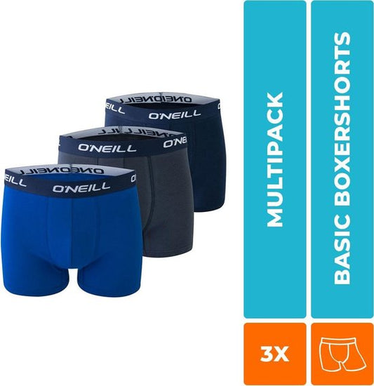 3-Pack O'Neill Hommes Boxer Shorts Navy & Cobalt Colours 900003 Taille XXL