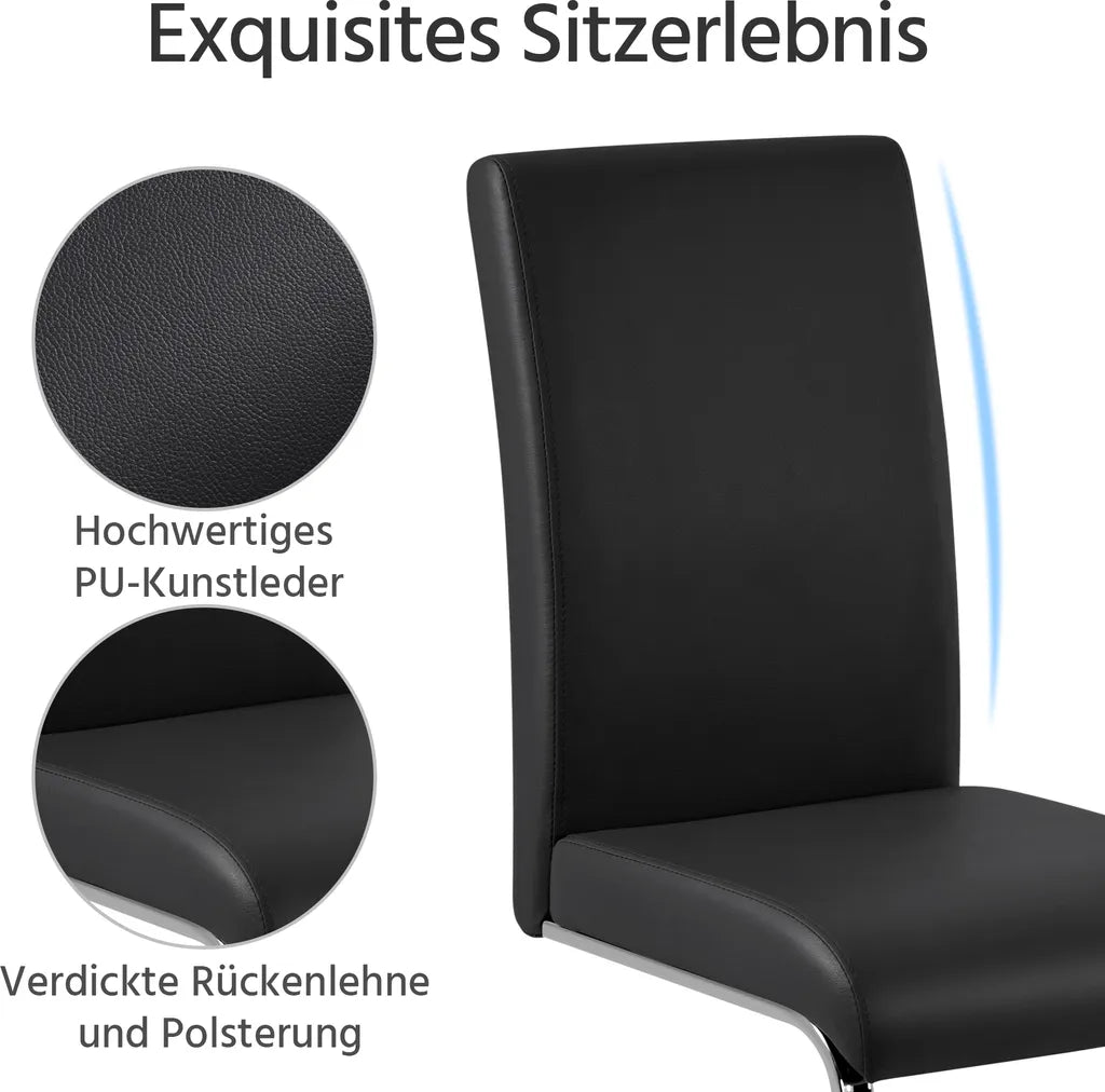 Yaheetech Chaises de salle à manger Lot de 2 Noirs - Faux cuir et structure métallique - 41,5 x 55 x 103 cm