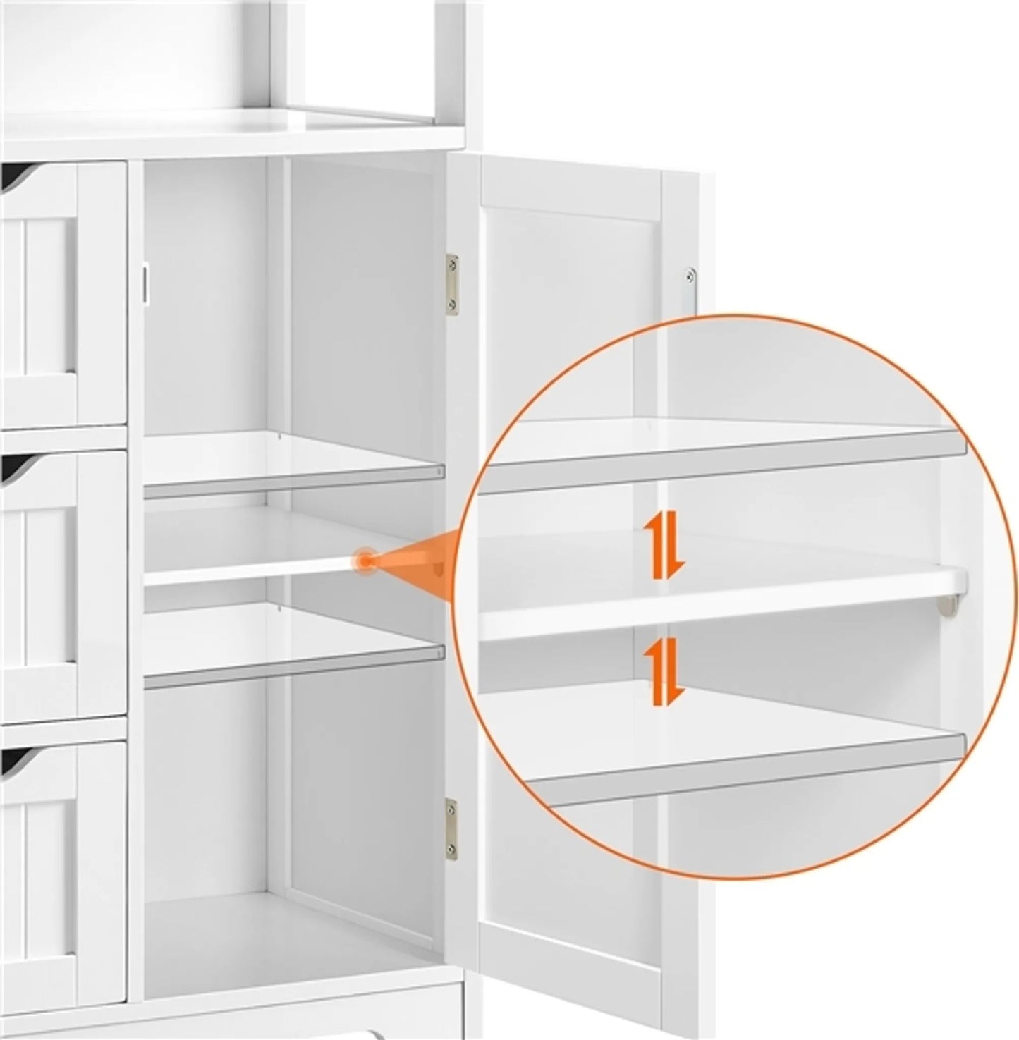 Yaheetech Meuble de salle de bain blanc - 3 tiroirs et meuble avec étagère réglable et rangement ouvert - Pour salon et chambre - Mdf blanc et métal - 55.5 x 29.5 x 86.5 cm