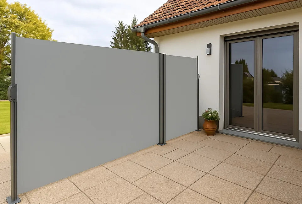Brise-vent double en aluminium Hortensus 6 m x 1,8 m - Gris