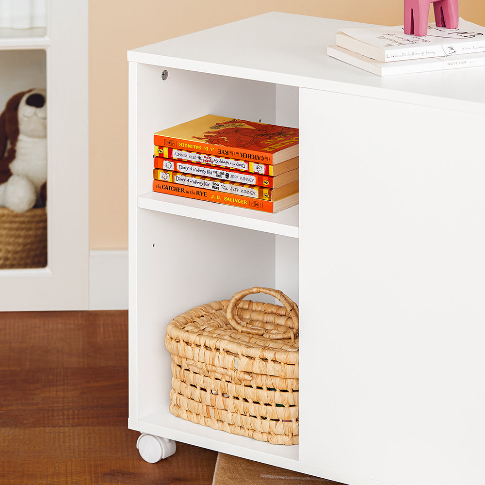 SoBuy ASK05-W Table à imprimante mobile et base de bureau avec 2 tiroirs, 58x35x59 cm, blanc