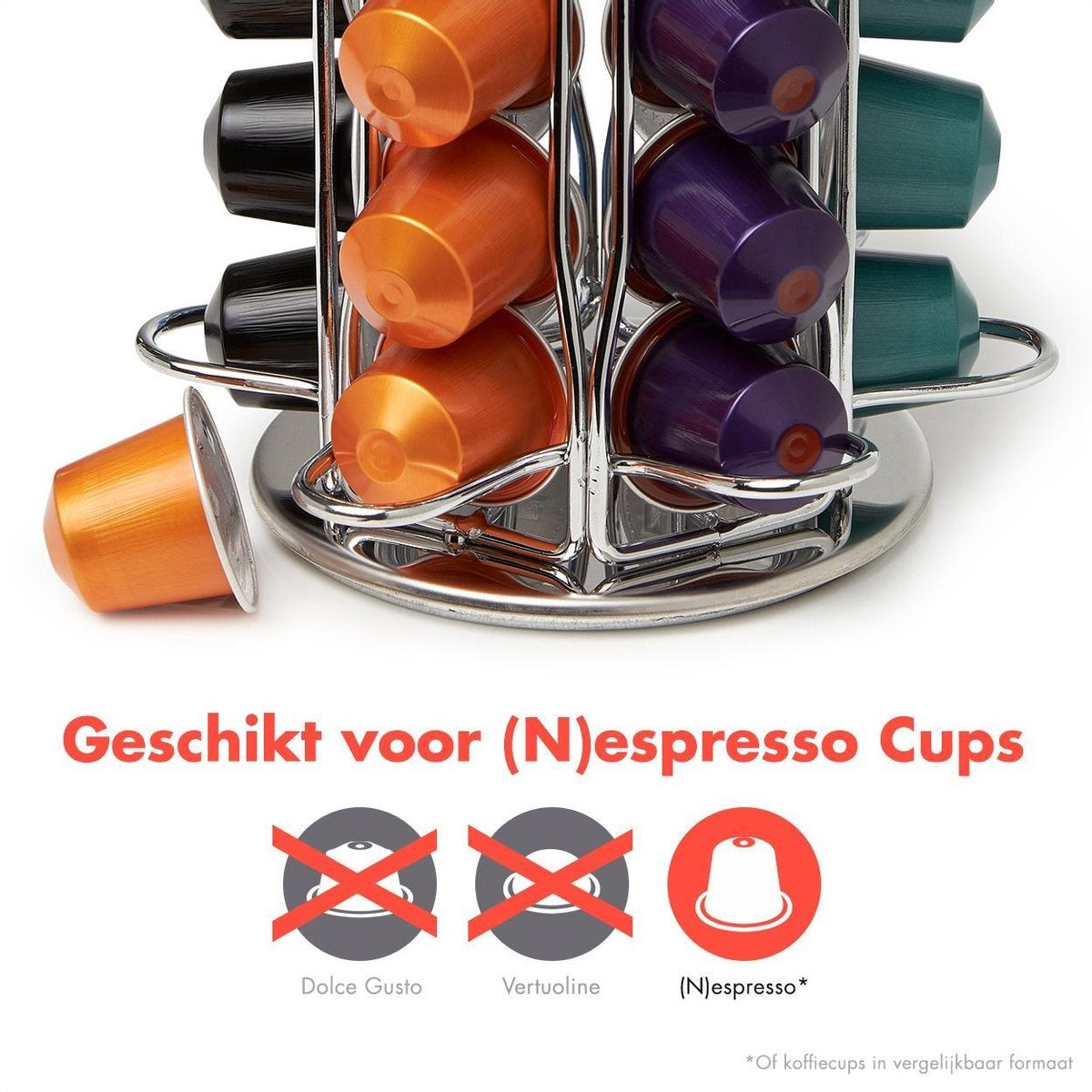 KitchenBrothers Porte-capsules - Nespresso - 42 Tasses - Pivotant - acier inoxydable