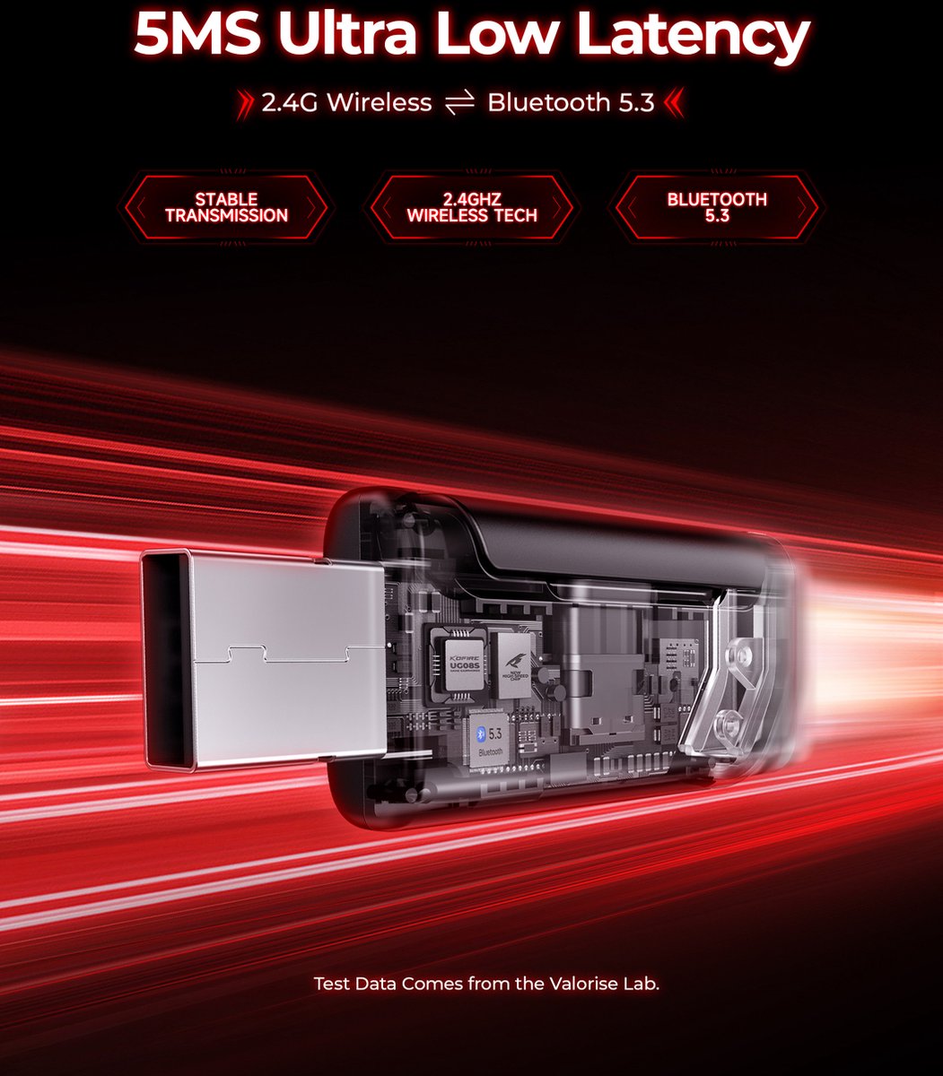 Valorise UG-08S Casque de jeu sans fil 2.4Ghz Noir/Rouge