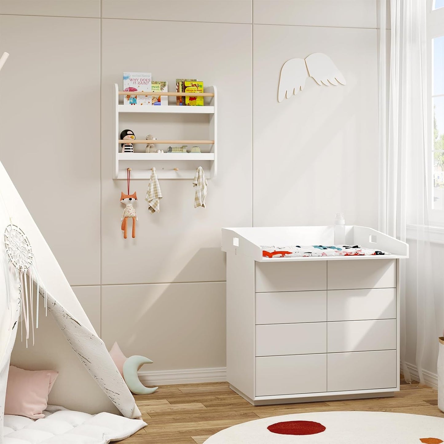 Étagère à livres pour enfants Woltu - MDF - 60 x 55 x 12 cm - Blanc