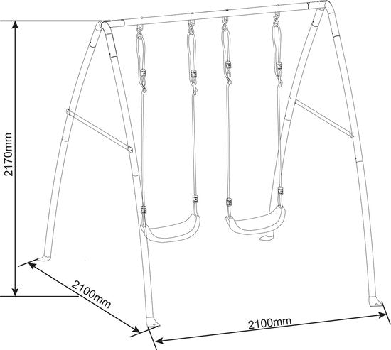 Balançoire double en métal AXI Anthracite/Crème - Balançoire autoportante avec sièges de balançoire en plastique - Balançoire pour enfants