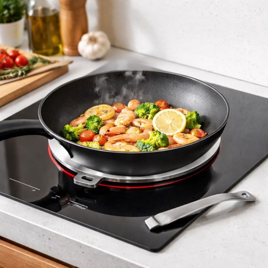 Plaque d'adaptation pour cuisinière à induction - 20 cm - Poignée amovible - Compatible avec les casseroles non inductives