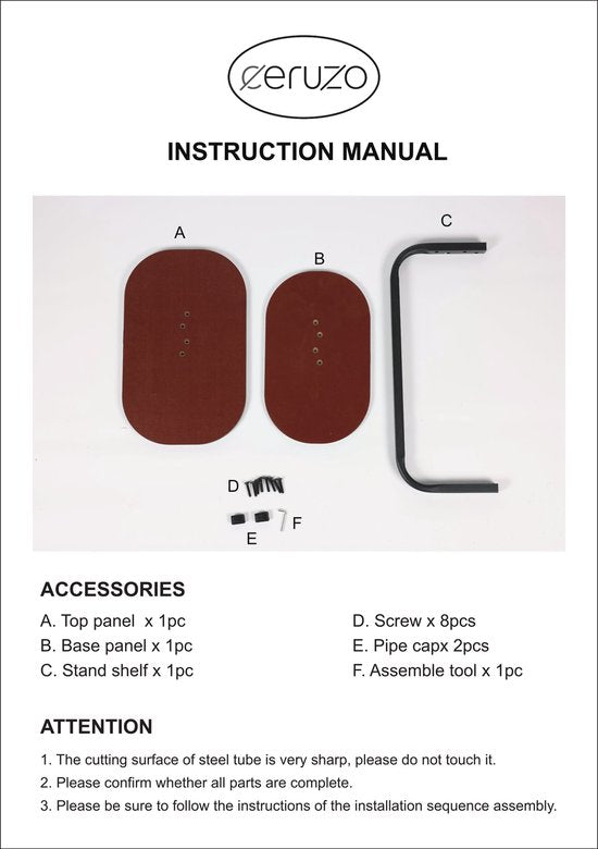 Ceruzo Side Table - Table banc blanche - Métal et bois - Table basse - Forme C - Compacte - 45x28x60cm