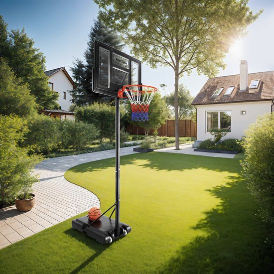 tectake® - Support de basket-ball 230-305cm anneau de basket-ball système de basket-ball avec roues - incl. ballon et pompe