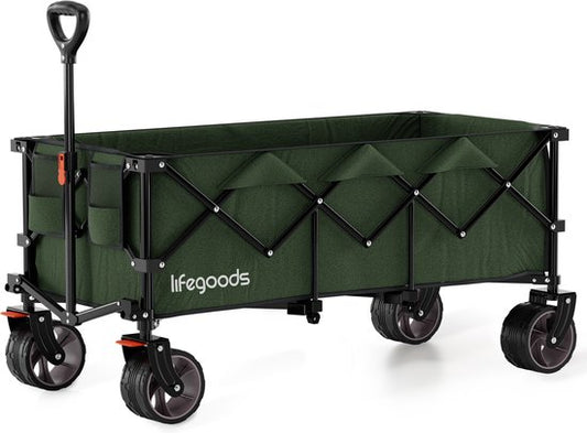 LifeGoods Wagon - XXL - pliable - 300L - 150KG de capacité de charge - vert