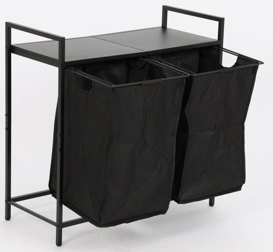 Panier à linge double Ceruzo – Extensible – Tri du linge – Noir