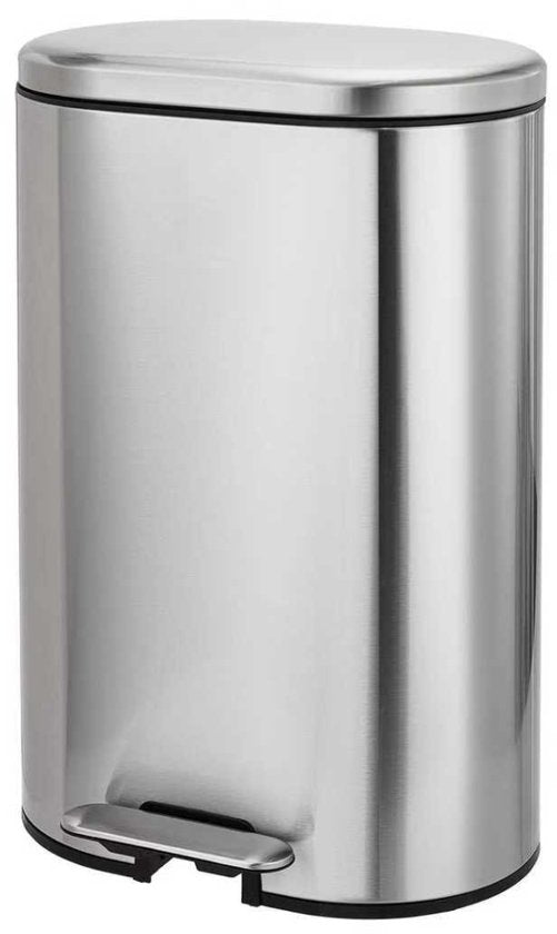 Poubelle Bayt - Poubelle à pédale 50 litres - Poubelle 50 litres - Poubelle 50 litres - Poubelle pour le tri sélectif - Poubelle en acier inoxydable - Argent