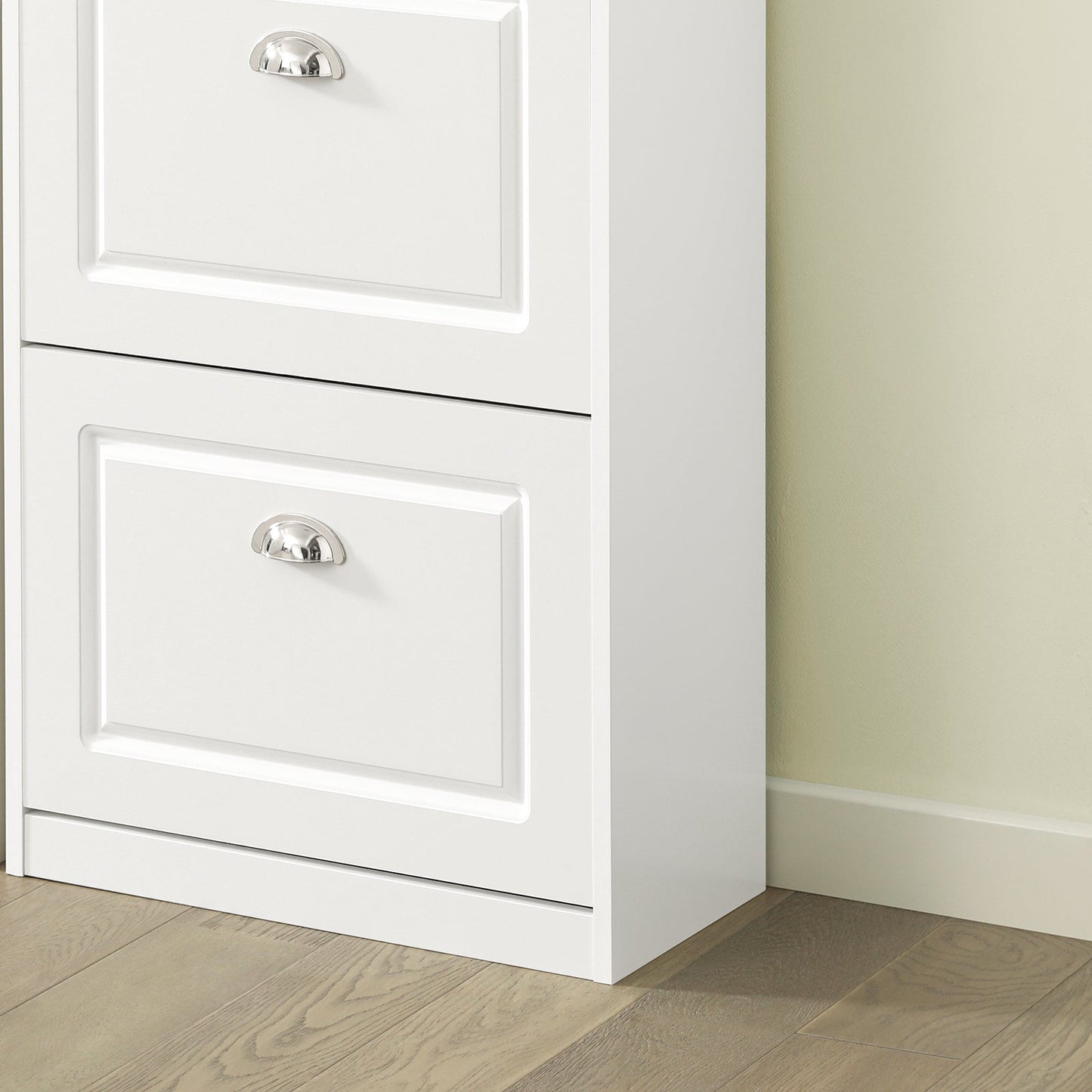 SoBuy meuble à chaussures avec 3 abattants - meuble à chaussures étroit pour couloir et entrée - rangement jusqu'à 12 paires - 53x24x117 cm - blanc